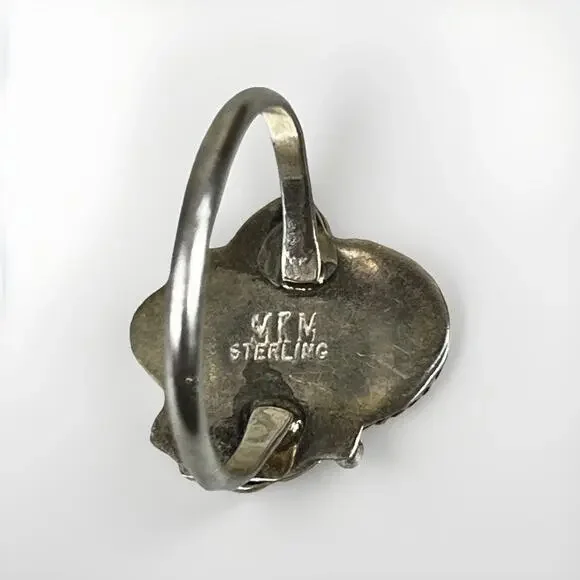 Vintage Navajo Sterling Silver Turquoise Ring Size 8 Native American- Signed - Picture 6 of 12